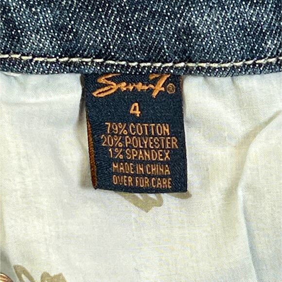 Seven 7 Premium Denim Bootcut Jeans Women 4 Blue Medium Wash Low Rise Embroidery - Picture 7 of 8